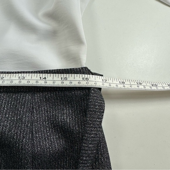 Style Benetton Combo Dress Women’s Medium White Satin Top Gray Skirt Belted - Picture 8 of 10
